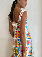 Graffiti Print Sleeveless Long Dress Floral Dresses