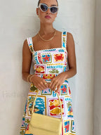 Graffiti Print Sleeveless Long Dress Floral Dresses