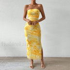 Graphic Off Shoulder Midi Dress