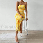 Graphic Off Shoulder Midi Dress