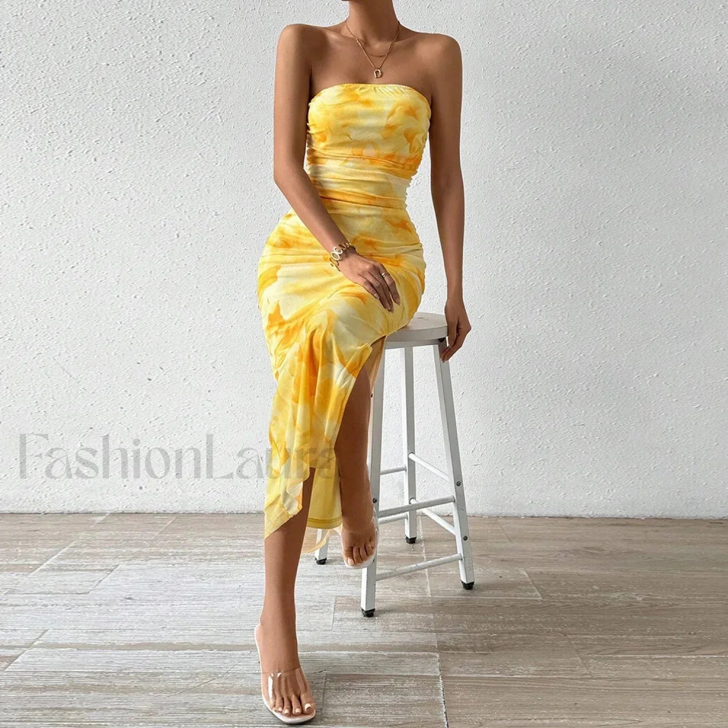 Graphic Off Shoulder Midi Dress
