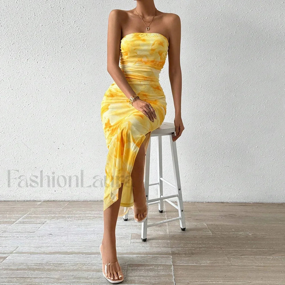 Graphic Off Shoulder Midi Dress