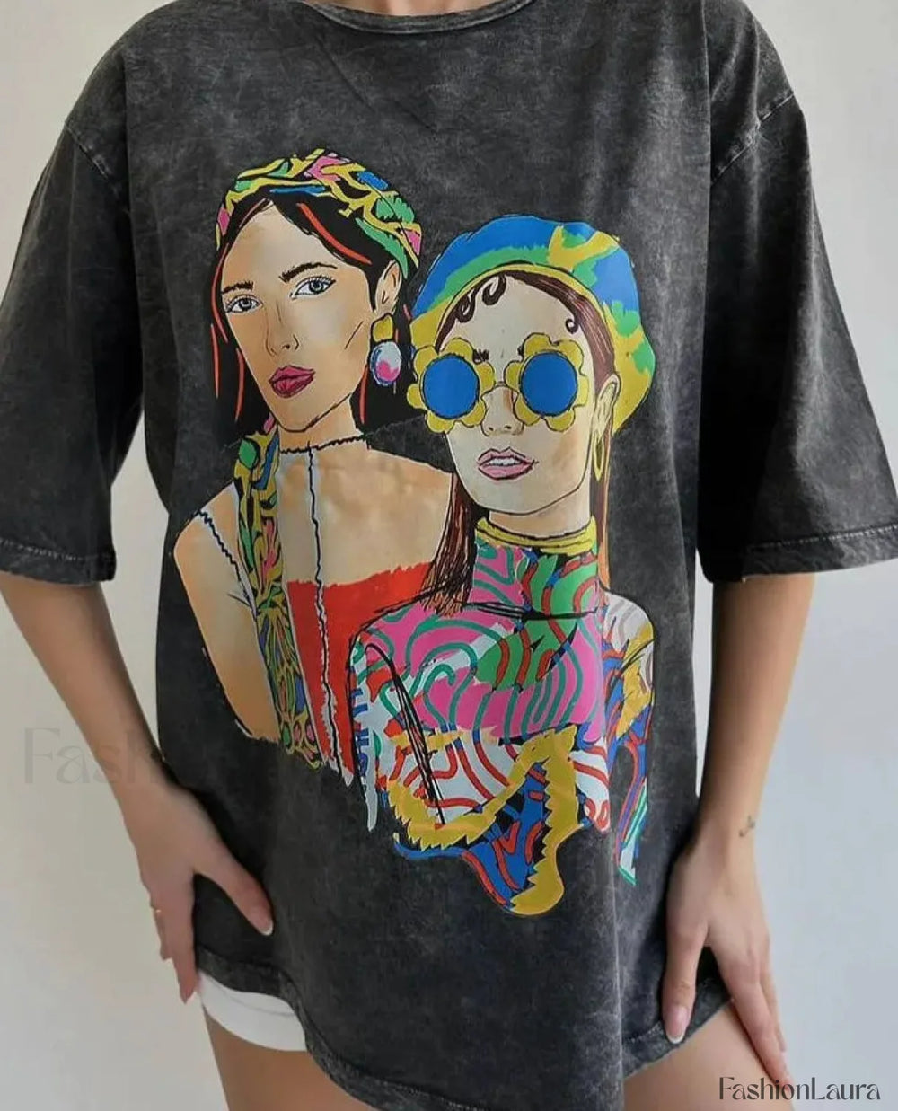 Graphic Print Streetwear Y2K Cotton T Shirt Black 3 / M