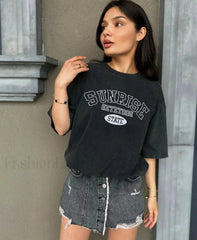 Graphic Print Streetwear Y2K Cotton T Shirt Black 5 / M