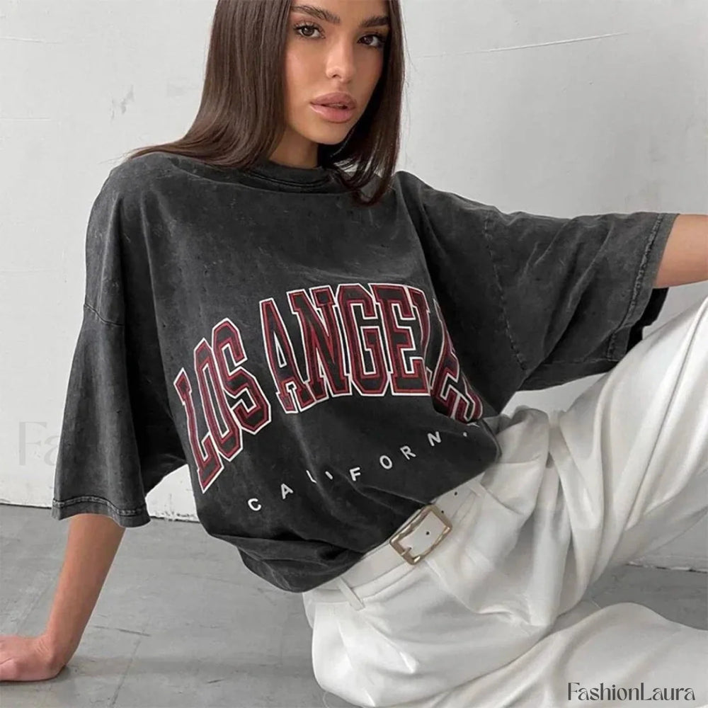 Graphic Print Streetwear Y2K Cotton T Shirt Black4 / M