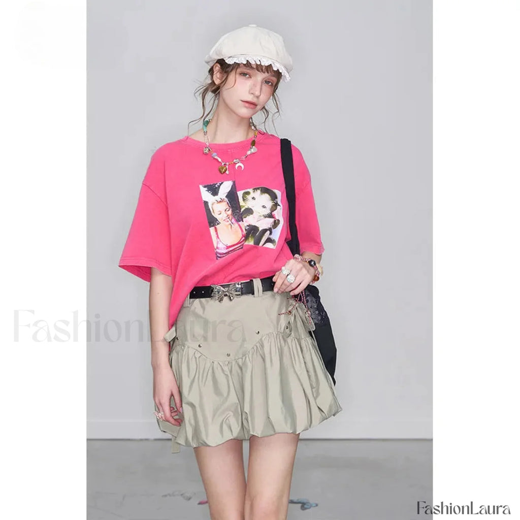 Gray Bowknot Pleated Sweet Skirt Grey / S