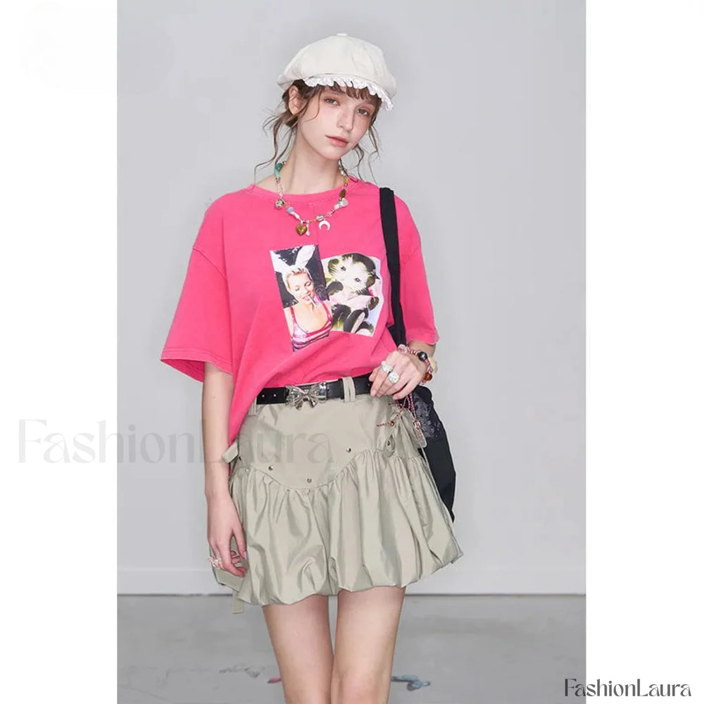 Gray Bowknot Pleated Sweet Skirt Grey / S