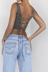 Gray Lace Stylish Back Corset