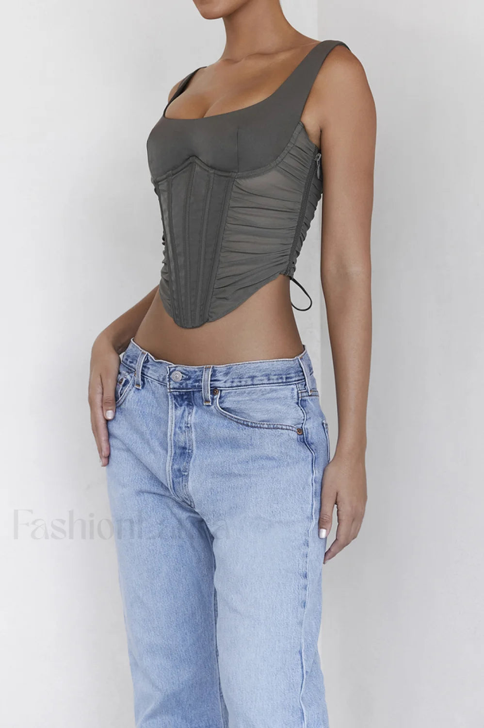 Gray Lace Stylish Back Corset