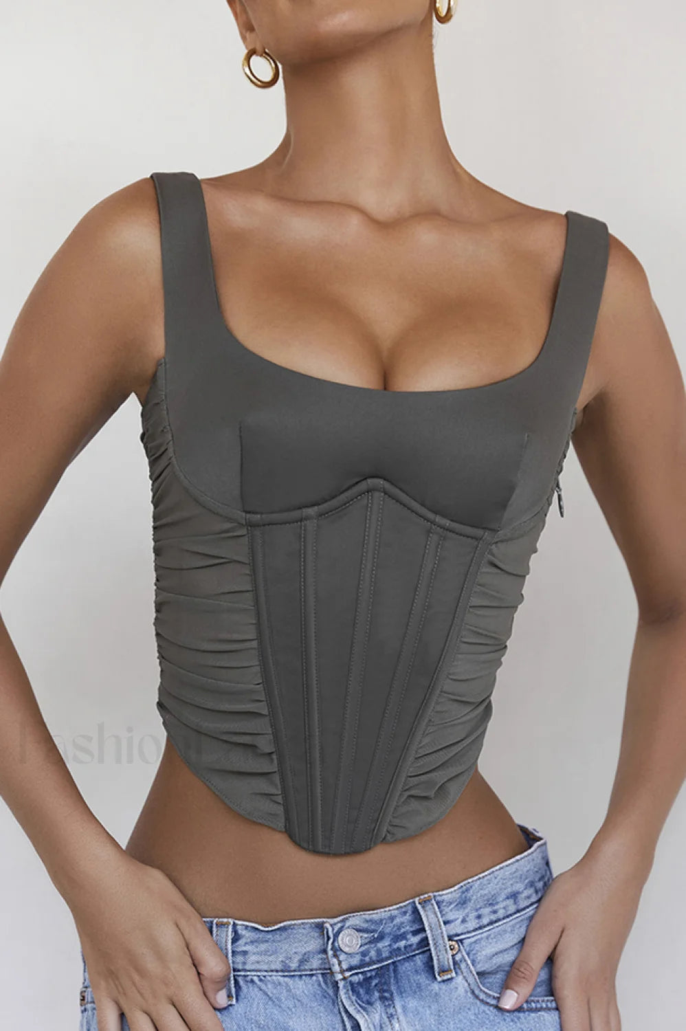 Gray Lace Stylish Back Corset XS / Gray