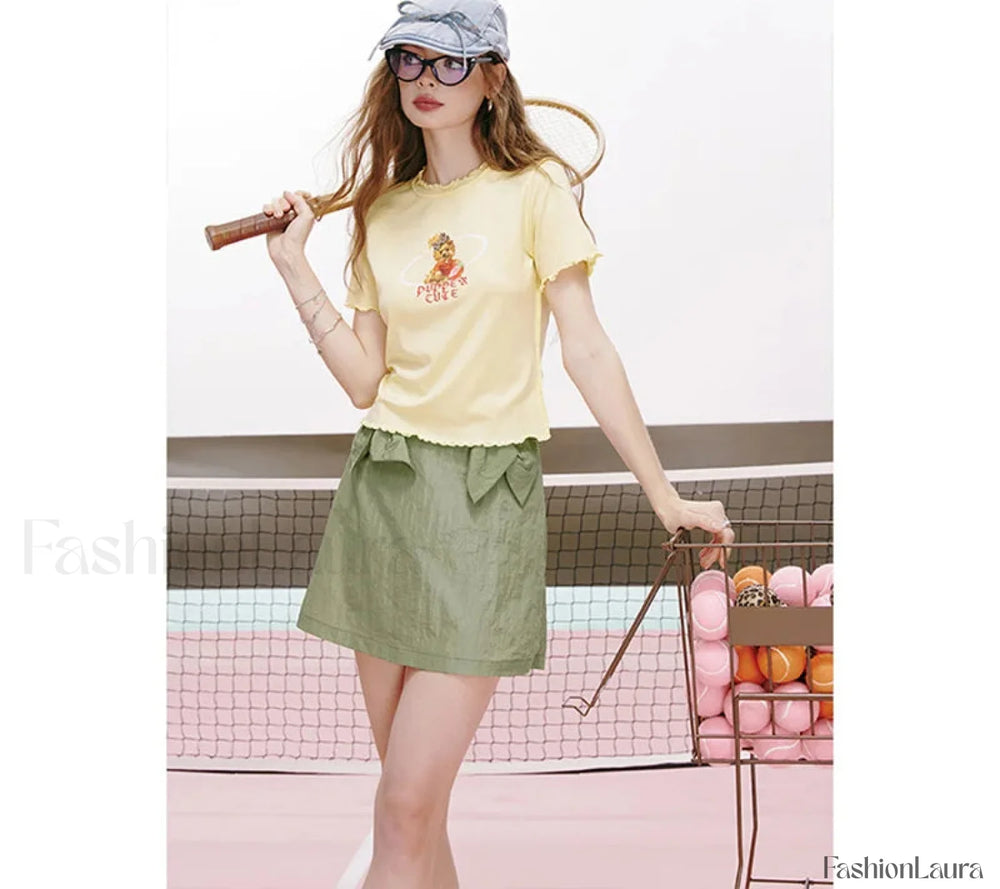 Green Bow Breathable Workwear Skirt