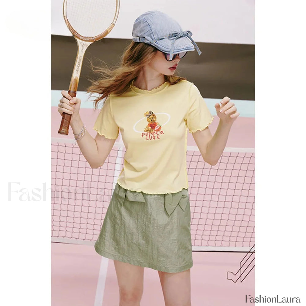 Green Bow Workwear A Line Skirt