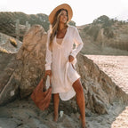 Green Chiffon Kimono Robe Cover Up Beige / One Size