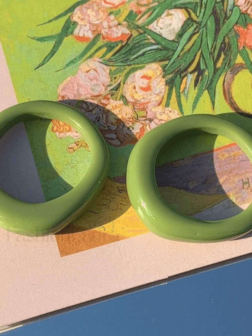 Green Irregular Ring Rings