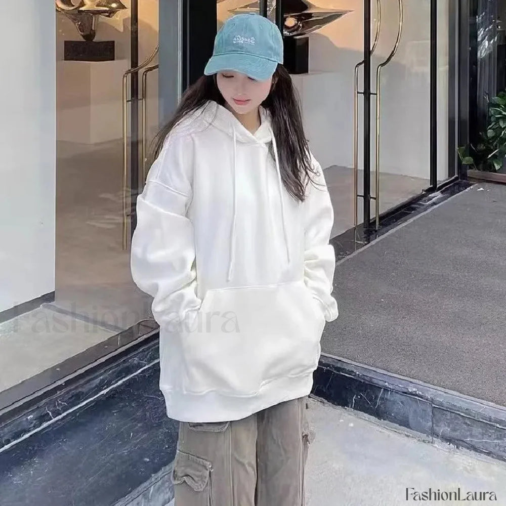 Green Oversized Harajuku Loose Winter Long Sleeve Open Zipper Casual Hoody Sweatshirts & Hoodies L