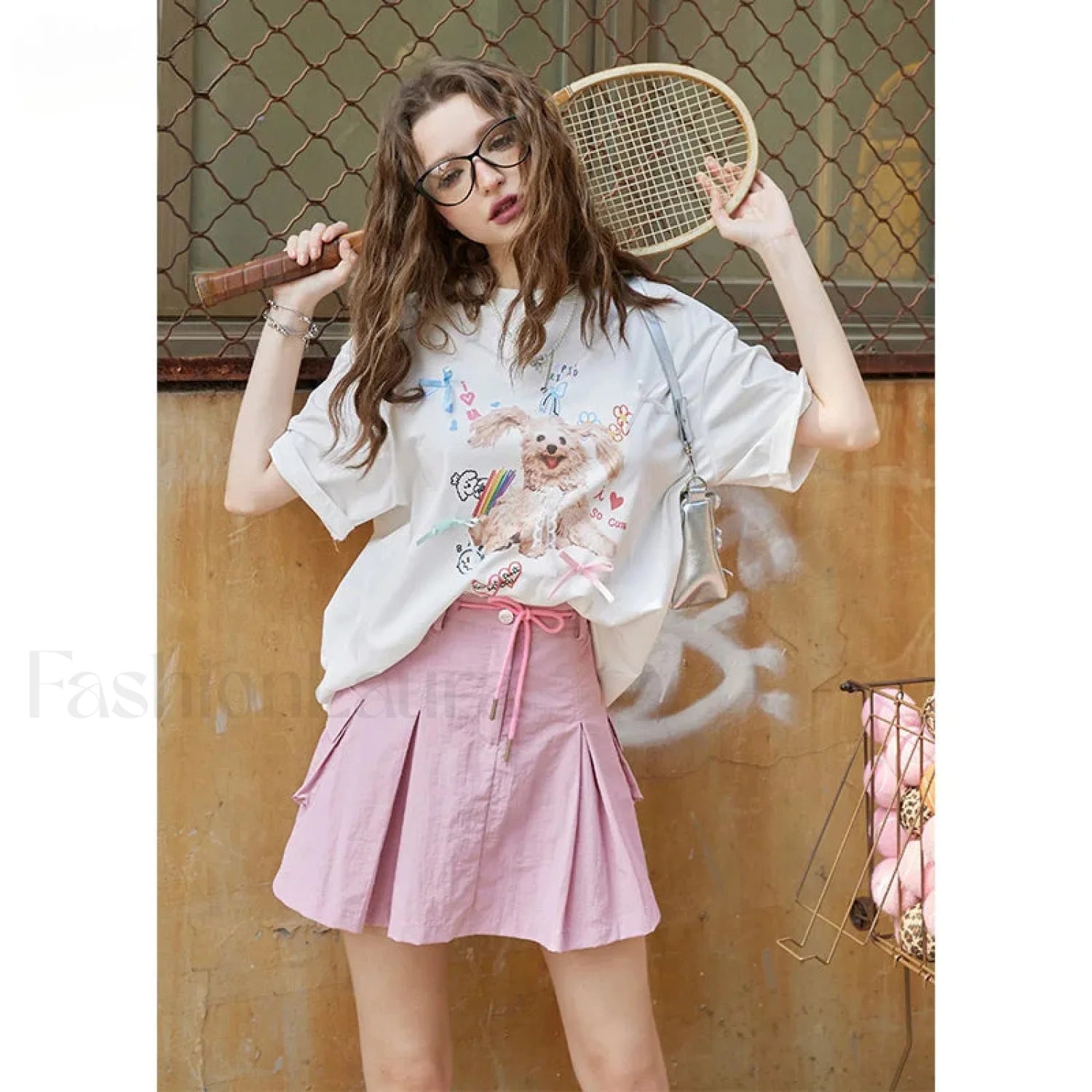 Green Pleated Sporty A Line Skirt Main image