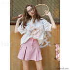 Green Pleated Sporty A Line Skirt