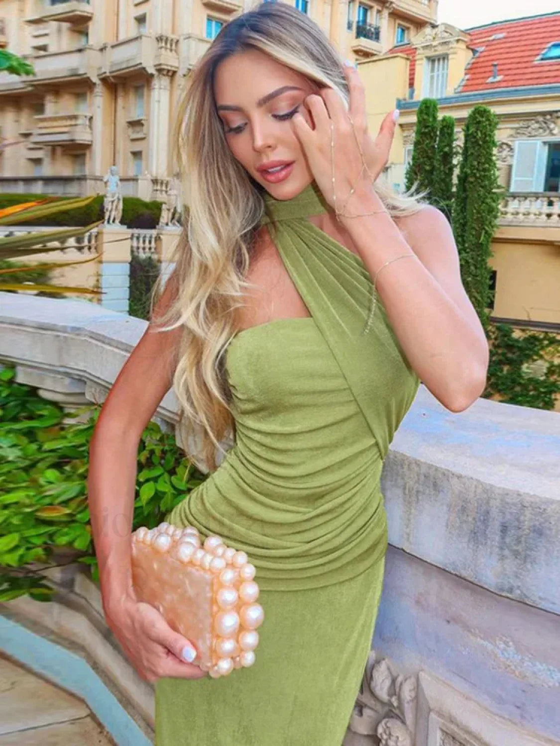 Green Strapless Bodycon Maxi Dress Main image