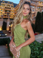 Green Strapless Bodycon Maxi Dress Green / S