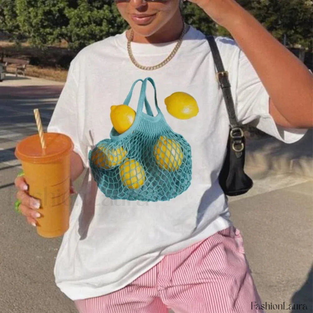 Grunge Lemon Print T Shirt