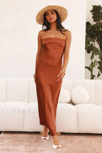 Half Open Back Charming Sleeveless Silky Dress S / 2#