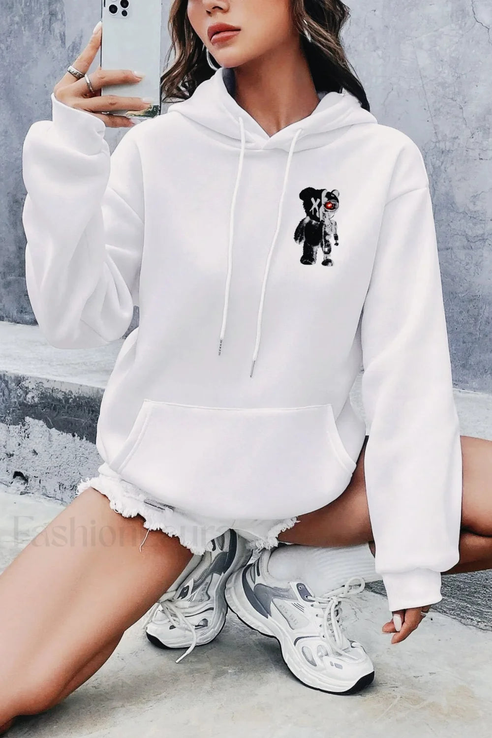 Half Teddy Bear Half Robotic Bear Hoodie