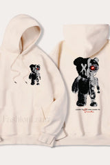 Half Teddy Bear Half Robotic Bear Hoodie Beige / S