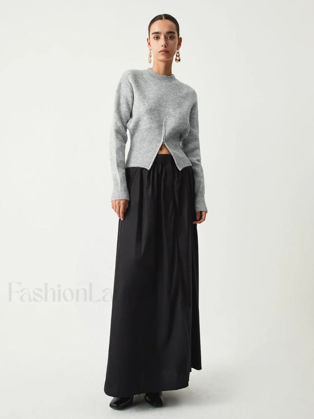 Half Zip Graceful Fuzzy Sweater Sweaters L