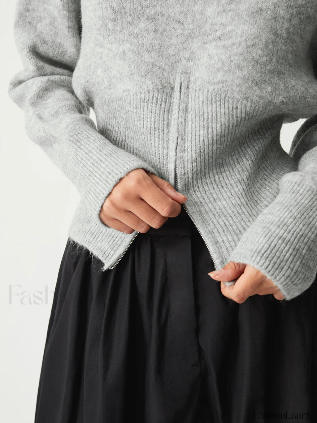 Half Zip Graceful Fuzzy Sweater Sweaters L