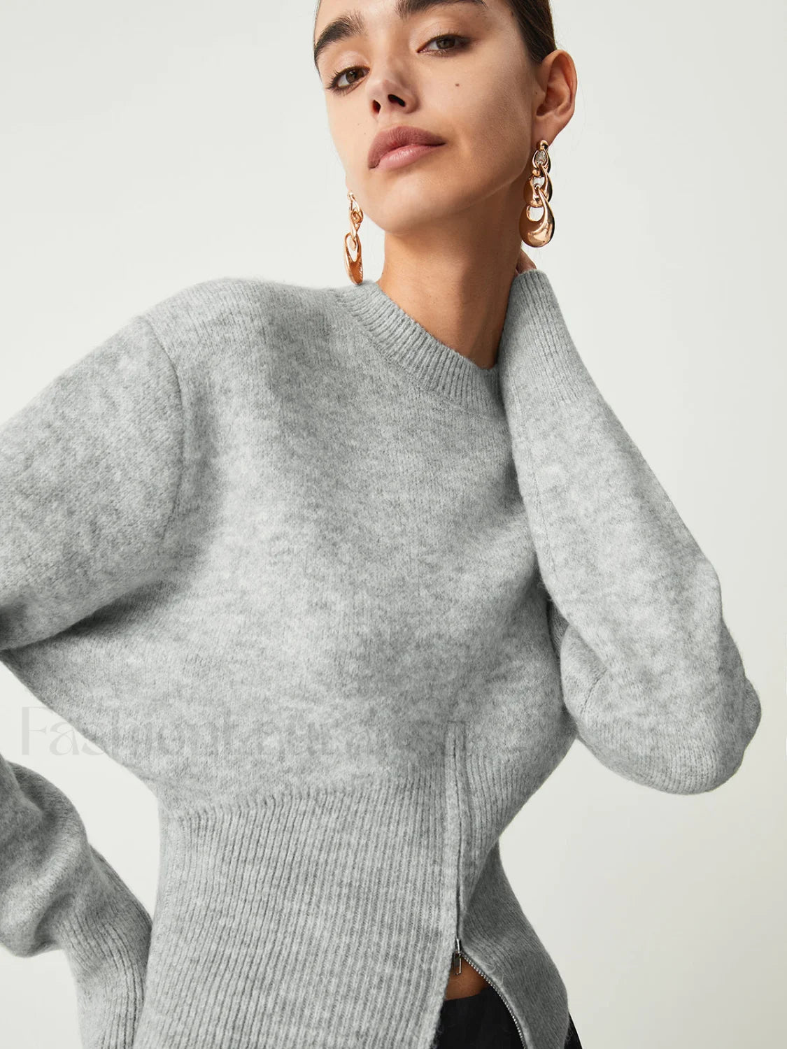 Half Zip Graceful Fuzzy Sweater Secondary image
