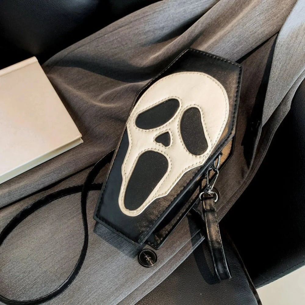 Halloween Novelty Coffin Shape Gothic Crossbody Phone Purse Bag