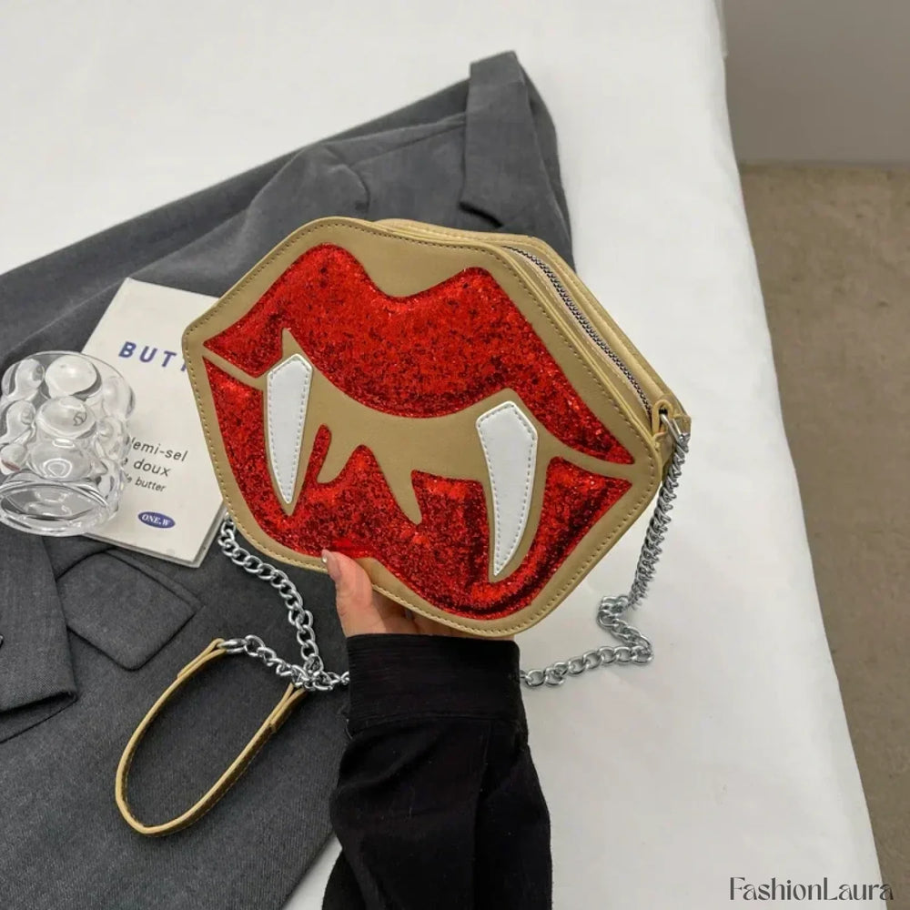 Halloween Sling Red Mouth Party Spooky Festa Bag Gold / (20cm