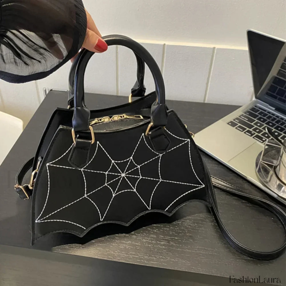 Halloween WingCreative Crossbody PU Leather Fashion Bat Women’s Novelty Bag Black