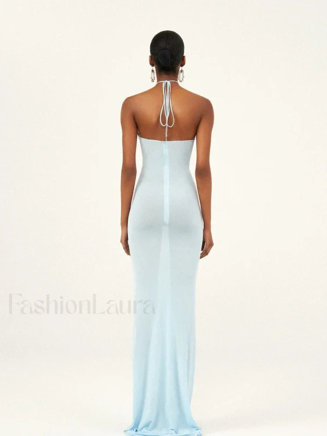 Halter 3D Flower Bodycon Maxi Dress Secondary image
