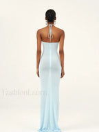 Halter 3D Flower Bodycon Maxi Dress