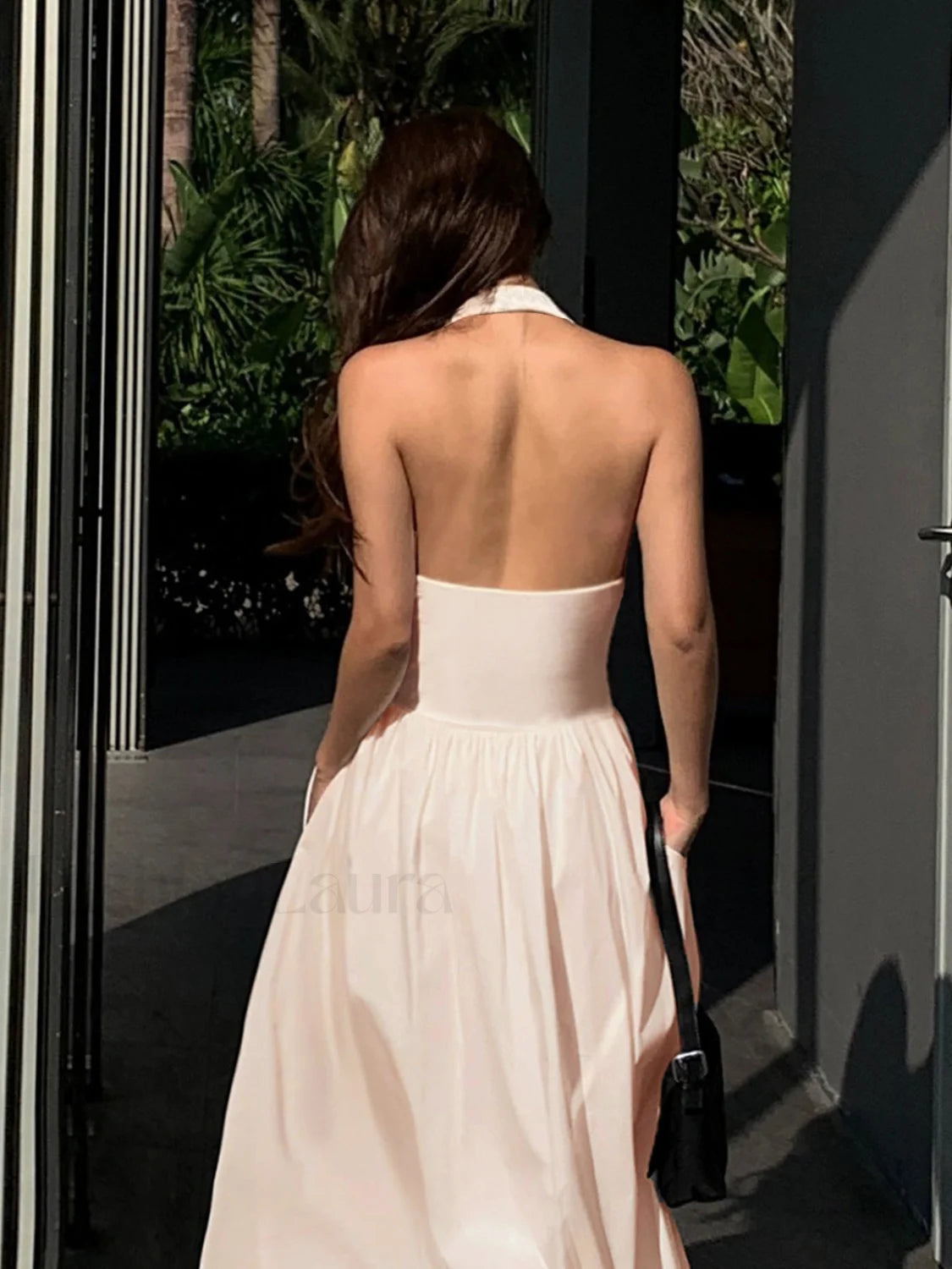 Halter Backless Pockets Dress Dresses