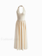 Halter Backless Pockets Dress Dresses