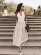 Halter Backless Pockets Dress Dresses