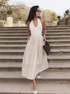 Halter Backless Pockets Dress Dresses