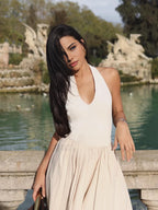 Halter Backless Pockets Dress Dresses