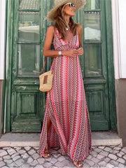 Halter Backless Slit Boho Dress