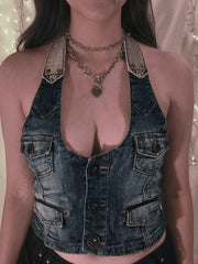 Halter Denim Corset Top Blue / S Tops&Tees