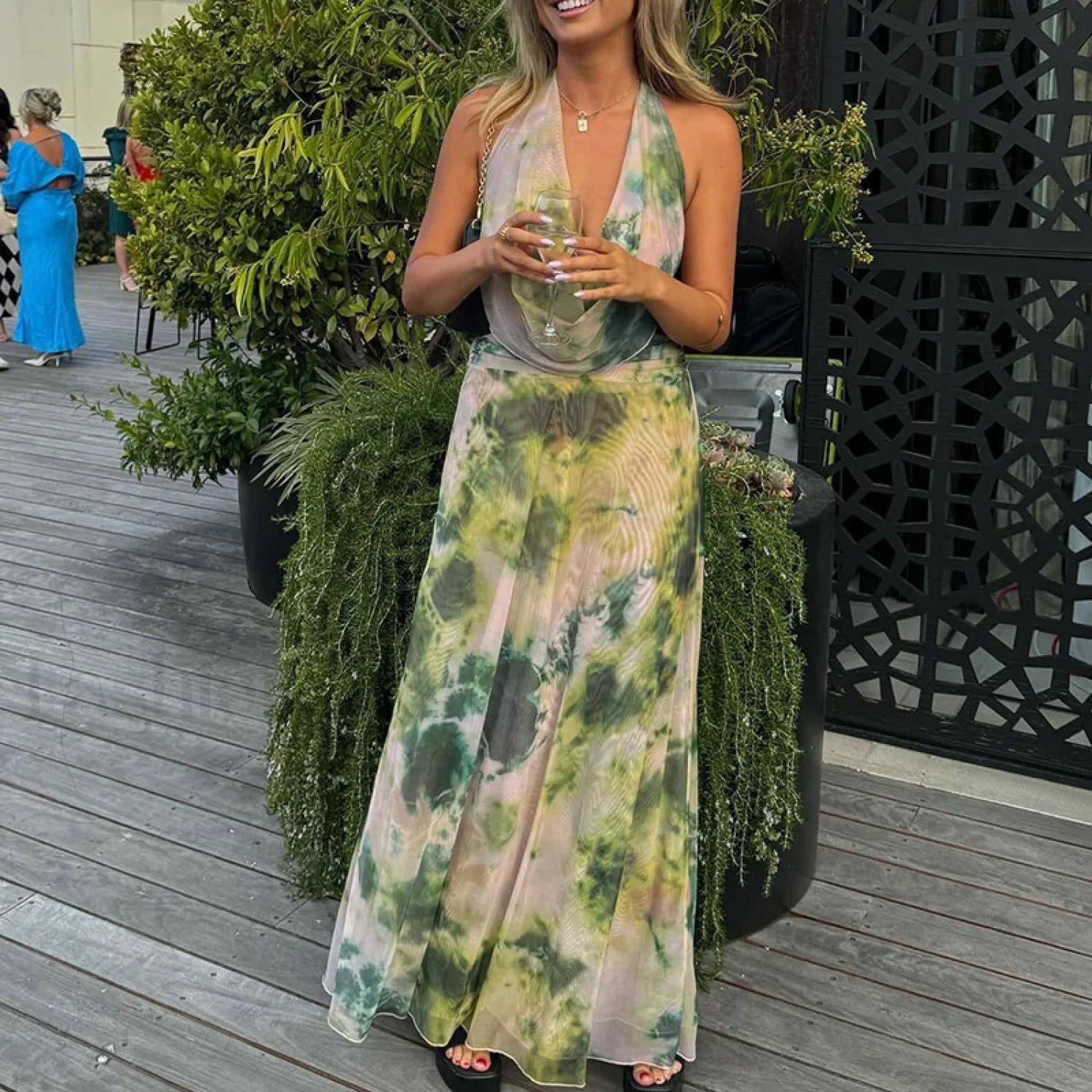 Halter High-Waist Floral Dress Secondary image