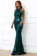 Halter Neck Sequin Charming Mermaid Prom Dress