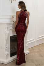 Halter Neck Sequin Charming Mermaid Prom Dress