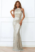 Halter Neck Sequin Charming Mermaid Prom Dress XS / Silver