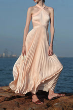 Halter Pink Vacation Maxi Dress