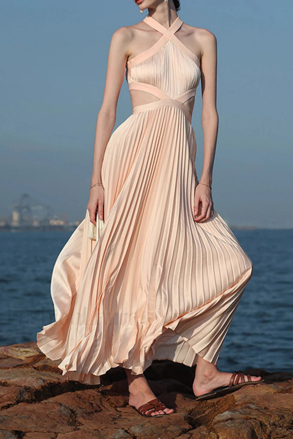 Halter Pink Vacation Maxi Dress Secondary image