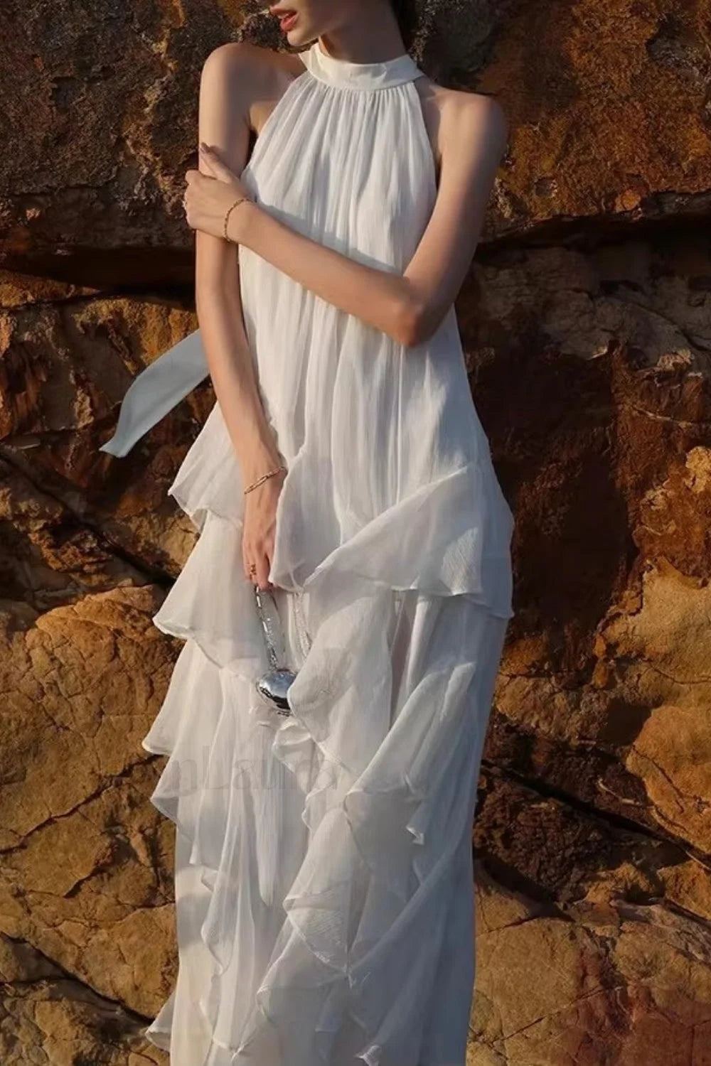 Halter Ruffled Vacation Maxi Dress