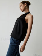 Halter Satin Graceful Tank Top Tank Tops & Camis